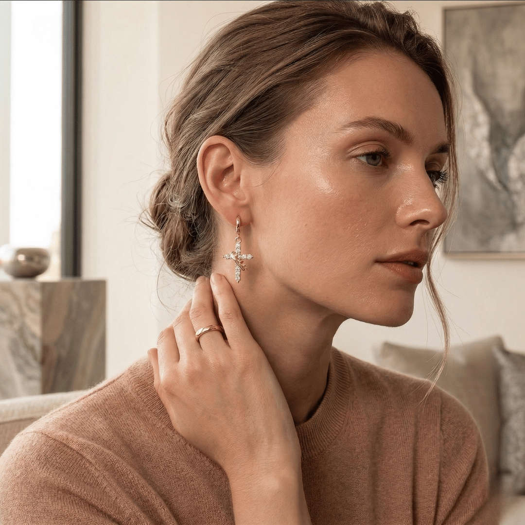 Cross & Crown Earrings