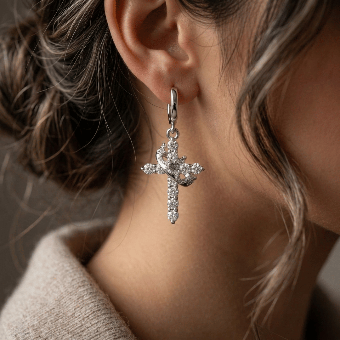 Cross & Crown Earrings